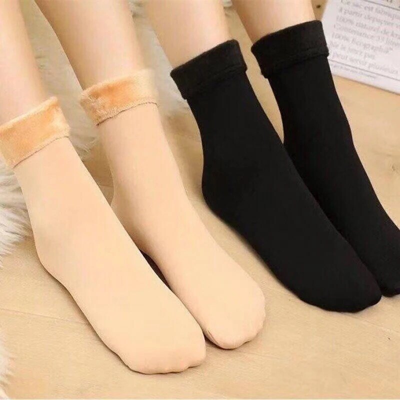 1Pair Women Winter Warm Plus Velvet Thick Warm Socks Soft Seamless Sock Anti-pilling Snow Socks Sleeping Thicken Thermal Socks