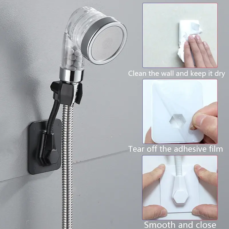 High Quality Adjustable Bathroom Shower Bracket For Bath Black Shower Rail Holder Bracket Head Strongly Stick To The Wall