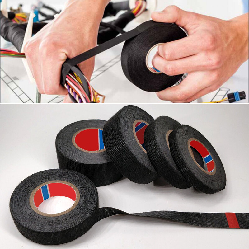 15meters Electrical Tape Heat-resistant Adhesive Cloth Tape For Cable Car Harness Wiring Loom Width 9/15/19/25/32MM Dropshipping