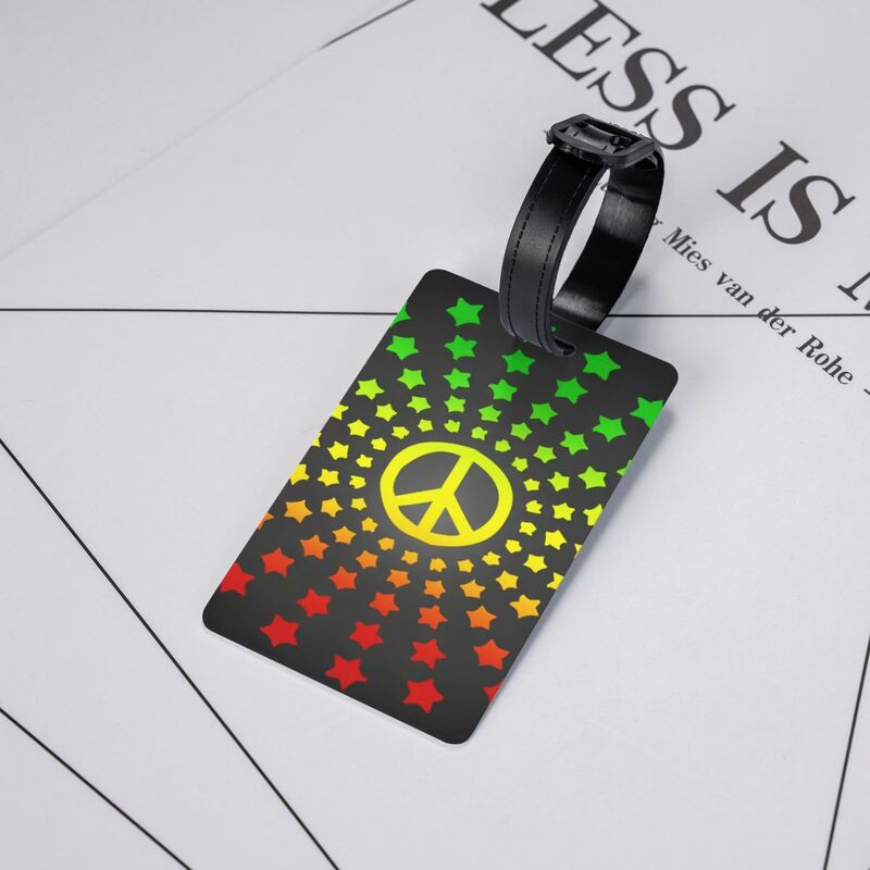 Etiqueta de equipaje personalizada con logotipo de la paz, etiqueta de identificación de maleta, cubierta de privacidad de equipaje, swican Rasta Reggae