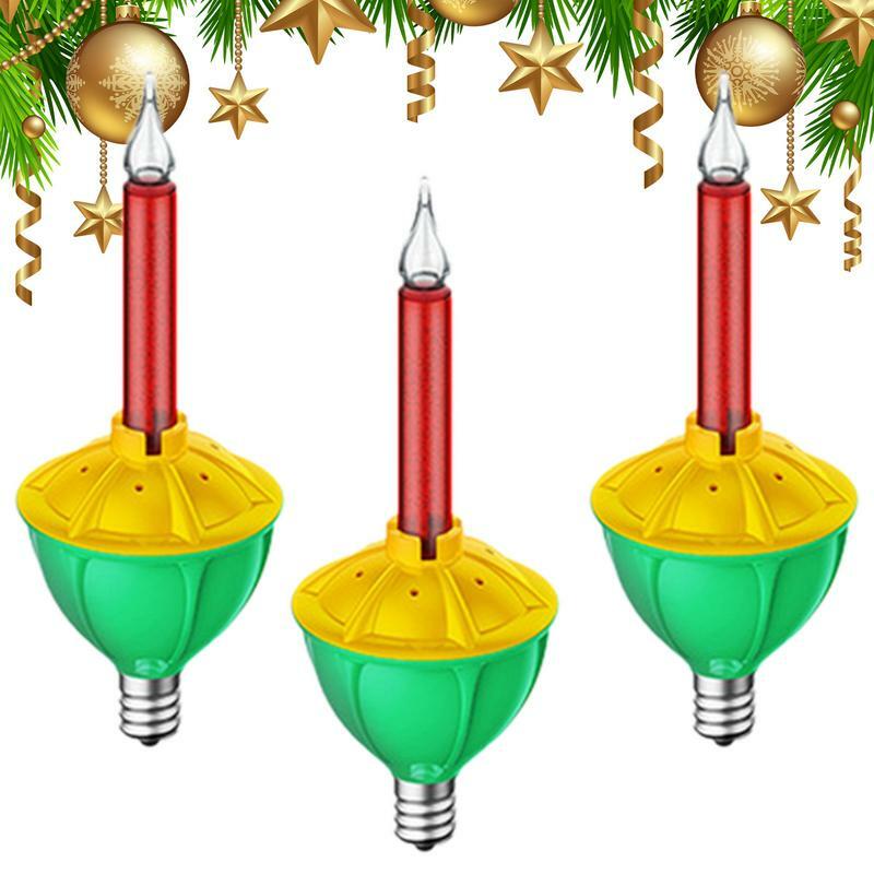 Lampu gelembung pengganti 3 buah, lampu gelembung Natal tradisional merah biru klasik, lampu Natal mode lama