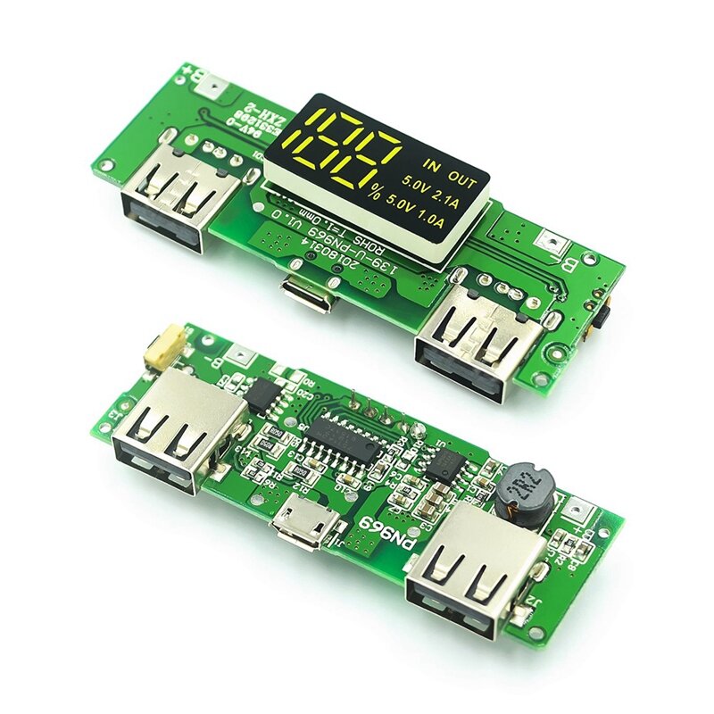 18650 Lithium Battery Digital Display Charging Module 5V 2.4A Three Charging Port With Display Boost Module Durable Easy Install