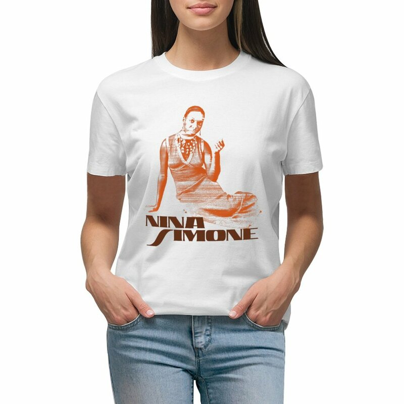 Nina Simone Sepia Tribute t-shirt bluzka w rozmiarze plus size ubrania vintage obcisłe koszule dla kobiet