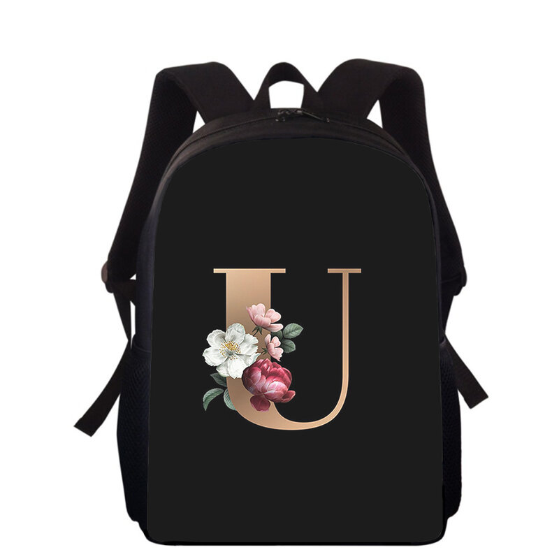 Personality Art letter flower 15” 3D Print Kids Backpack Primary School Bags for Boys Girls Back Pack Students School Book Bags