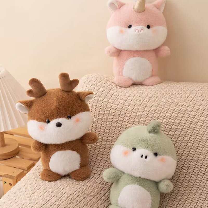 Cartoon Cute Unicorn Deer Dinosaur Plush Toys High Quality Christmas Delicate Decoration Baby Accompany Anime Stuffed Doll