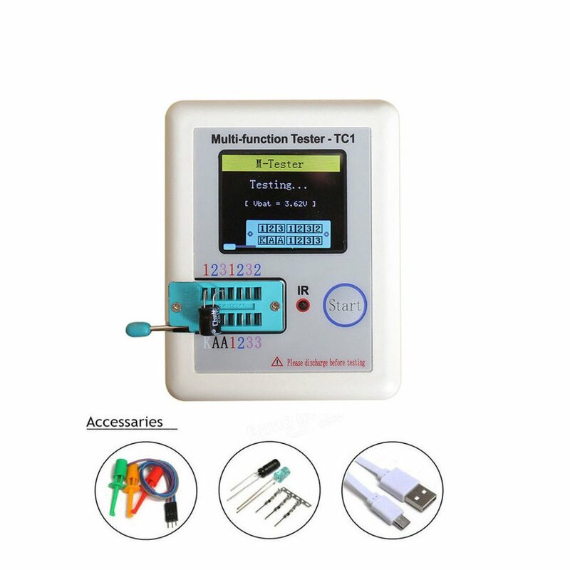 Multifunctional transistor tester LCR-TC1 Full color graphic display With battery TFT Diode Triode Capacitance Meter