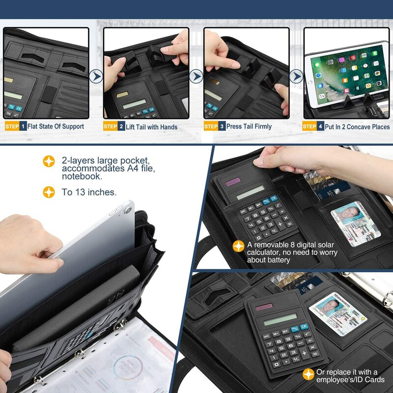 Teehon-maletín portátil multifuncional para hombre, bolsa de almacenamiento de archivos, soporte para tableta y teléfono inteligente