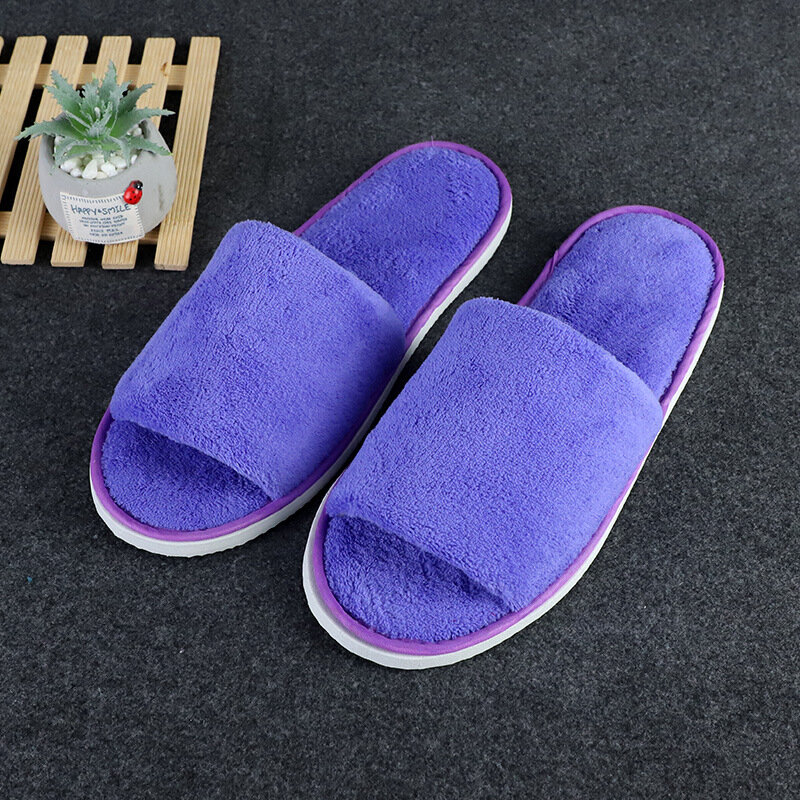 Sandal Wanita Bulu Karang Warna Solid Sandal Uniseks Sandal Spa Travel Portabel Hotel Sandal Setengah Pak untuk Tamu Rumah