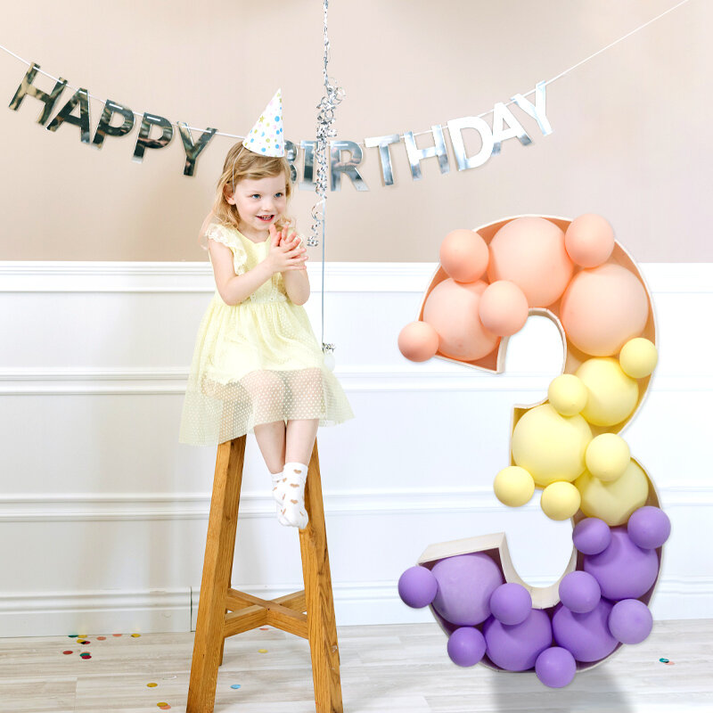 Caja de relleno de globos, Decoración de cumpleaños del 18 ° cumpleaños, número 30, 40, 50, marco de globos, decoración de aniversario, 93, 0-9