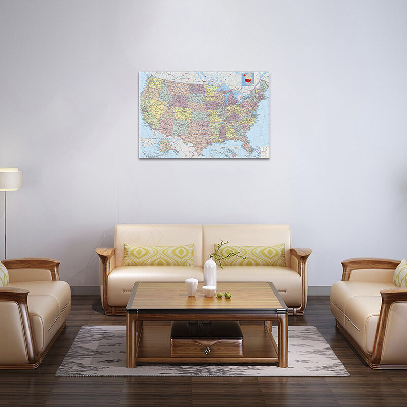 Карта Америки в Китае 59*42 см, Настенная картина, Нетканая холщовая картина без запаха, украшение для офиса и дома