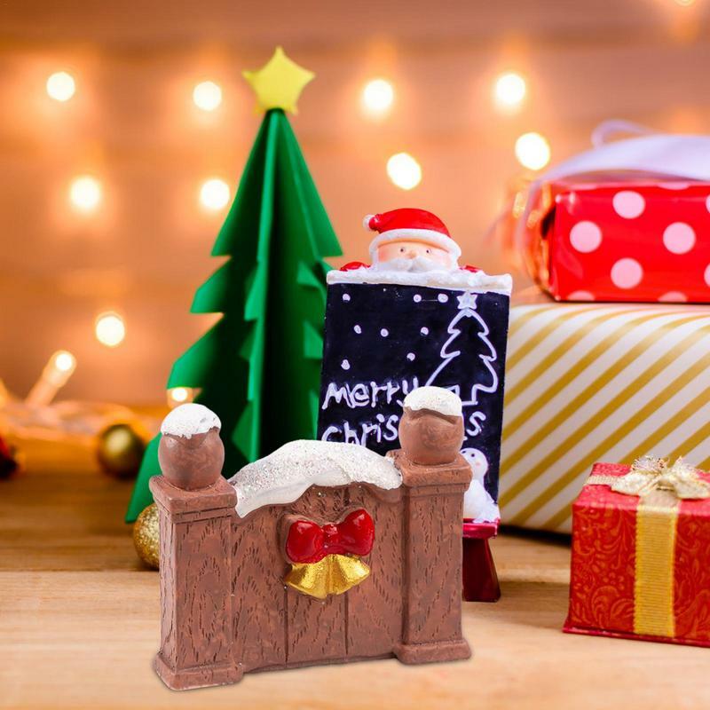 Resina Natal Miniature Fairy Garden, Papai Noel, boneco de neve Estátua, Dollhouse Acessórios, Bell, Trem Caixa, Meia