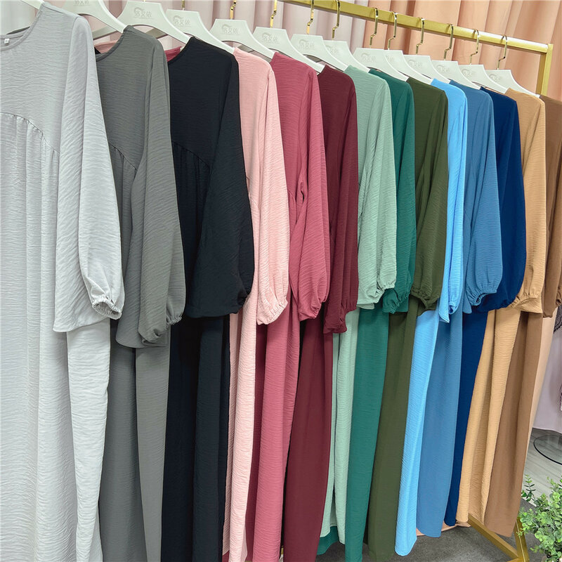 Abaya abito lungo musulmano per le donne Crepe Ramadan Eid abbigliamento islamico sciolto abiti da preghiera abito Hijab Dubai caftano modesto turco