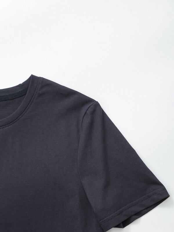 Jersey de manga corta con cuello redondo para mujer, Camiseta holgada de algodón, Top y pantalones versátiles, moda informal, novedad de 2024