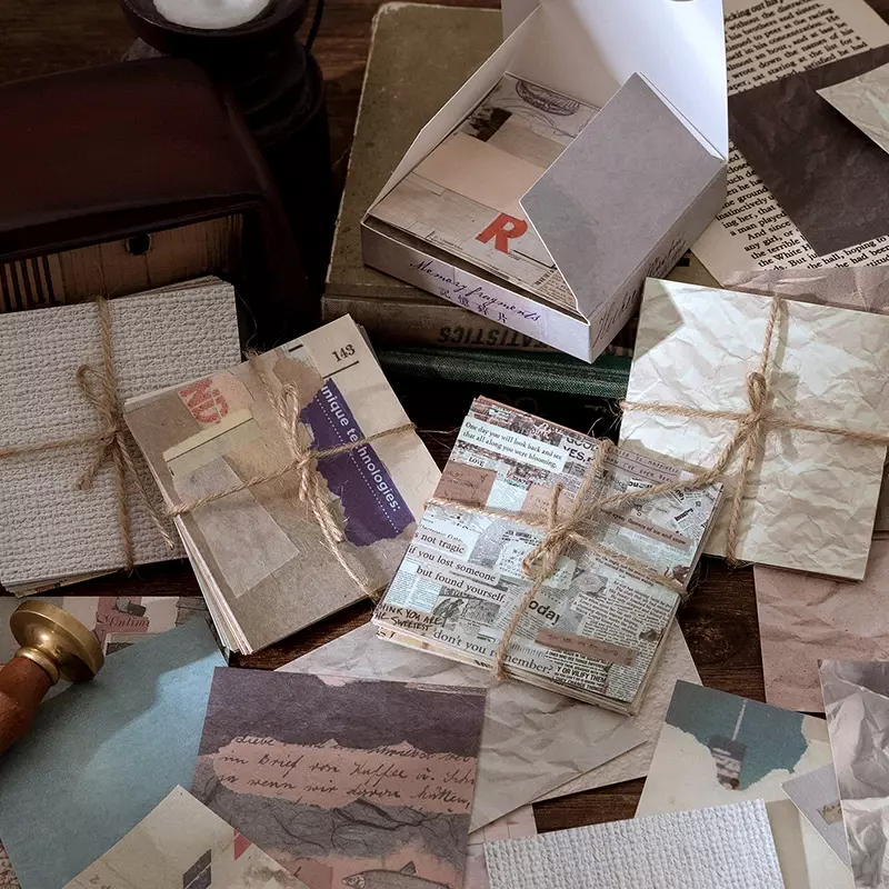 100 buah bahan Memo estetika kertas telepon Scrapbooking Vintage sekolah pasokan stiker Diary serpihan untuk notebook 8*8cm