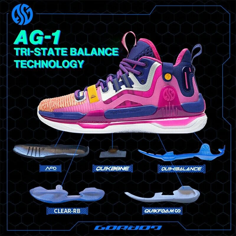 361 Degrees AG1 Aaron Gordon Men Basketball Shoes Shock Absorption Wear Resistant Non Slip Breathable Combat Sports 572111110