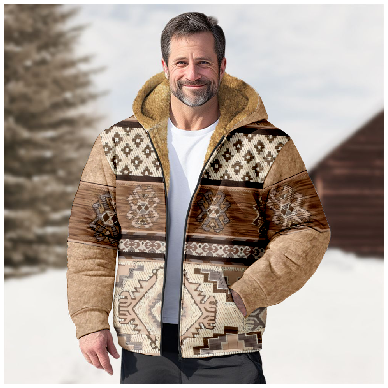 토템 이탈리아 면 코트 후드 스웨터, 캐주얼 프린트, 긴팔 지퍼 스웨터, 두꺼운 면 코트, 가을 및 겨울, 신상 a35
