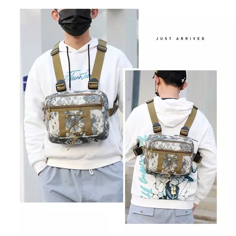 Outdoor Camouflage Tactical Bag Personality Tooling Functional Vest Bag Oxford Cloth Double Plus Backpack Men Women Chest Bag