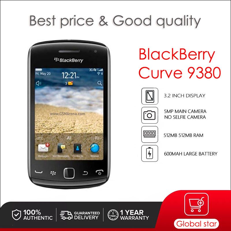 BlackBerry Curve 9380 Tân Trang Lại Ban Đầu Mở Khóa Điện Thoại Di Động 512MB RAM 512MB 3MP Camera Miễn Phí Vận Chuyển