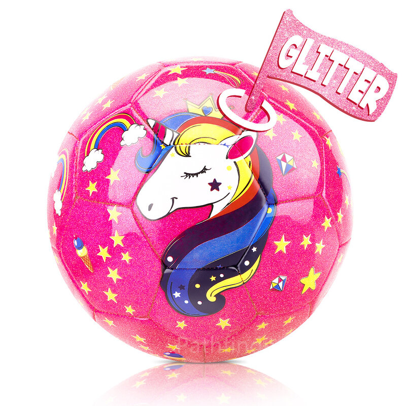 Balón de fútbol con purpurina para niño y niña, juguete de unicornio, deportes al aire libre para el hogar, regalos de Navidad, 4-8