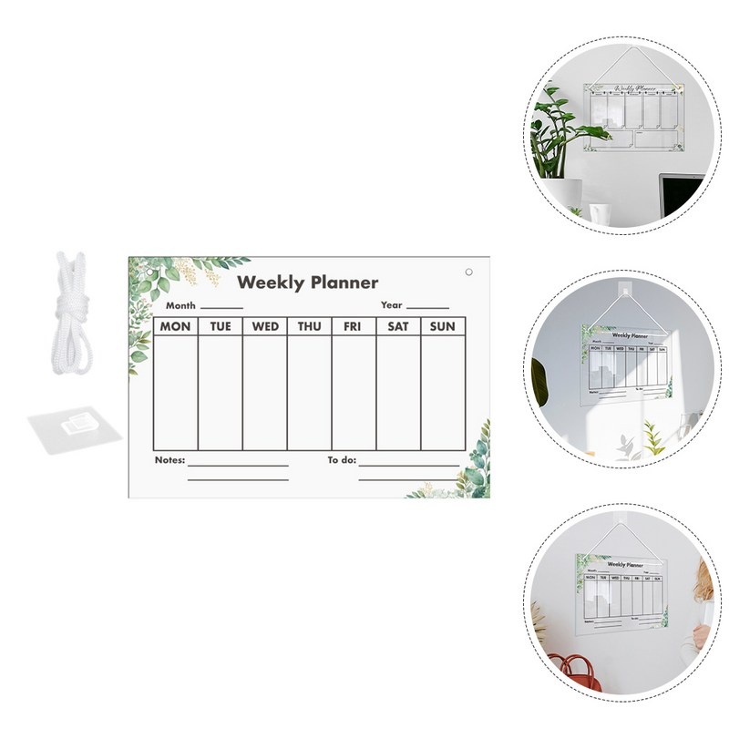 Wall-Mounted Magnetic Whiteboard Planner, Placa de planejamento acrílico, Planejador semanal para geladeira mensagem, Geladeira escritório