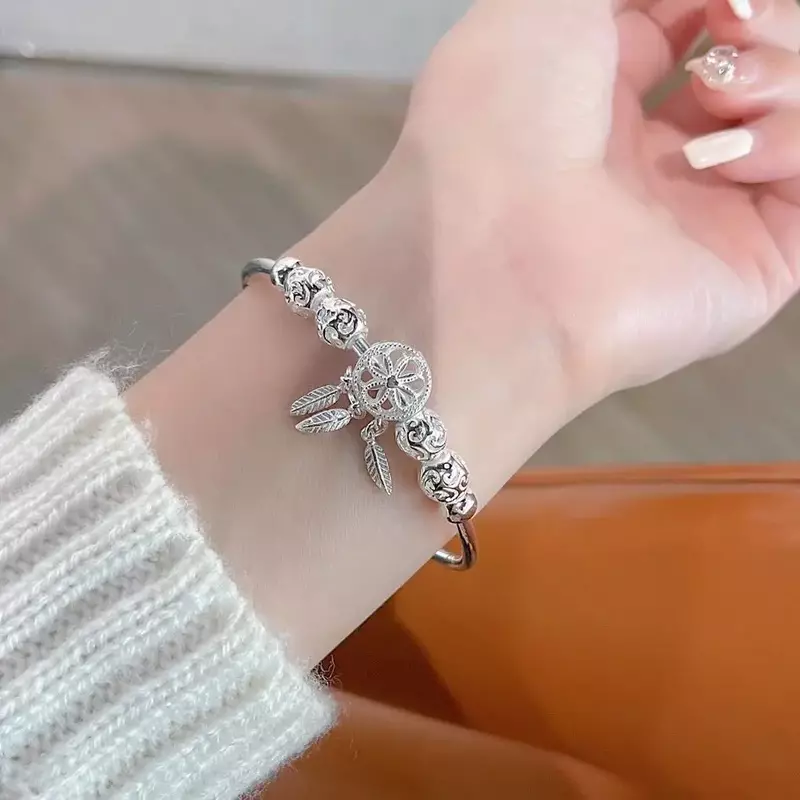 Mencheese  Copy 100% 999 Silver Bracelet Female Solid Pure Silver Bell Bracelet Temperament Girlfriends' Gift Girlfriend Gift