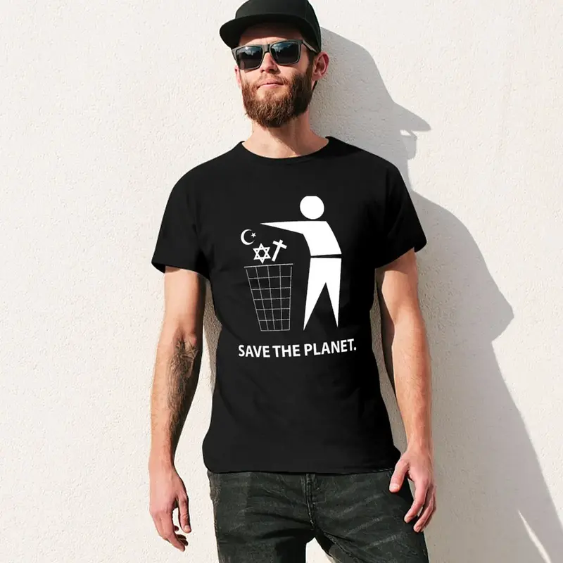 Kaus Save The Planet kaus fit ramping oversizeds vintage kosong untuk pria