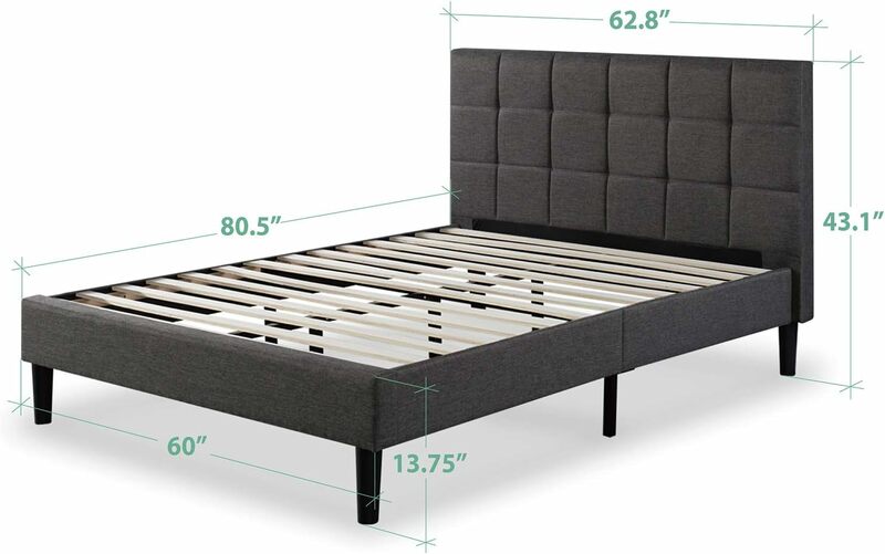 ZINUS Lottie Upholstered Standard Bed Frame/Mattress Foundation/Wood Slat Support/No Box Spring Needed/Easy Assembly,