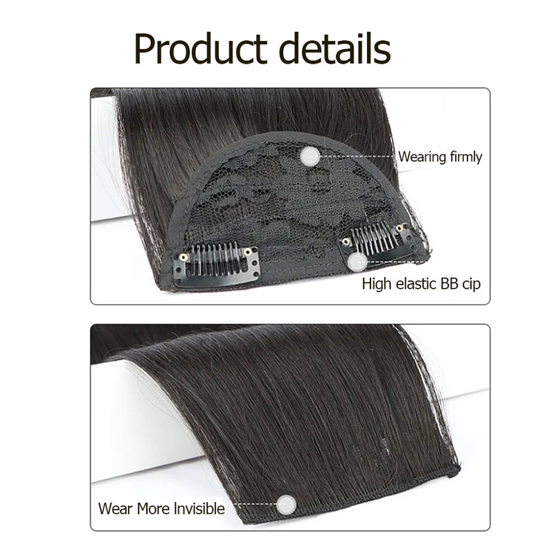 Synthetic Hair Pads 17Inch Clip In Hair Extensions Natural Invisible Hair Piece  Heat Resistant Fiber Hairpiece Black  For Women