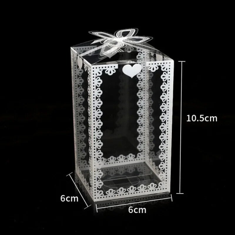 Custom  Clear PVC Box Packaging Wedding Christmas Favor Cake Packaging Chocolate Candy Dragee Apple Gift Event Transparent Box