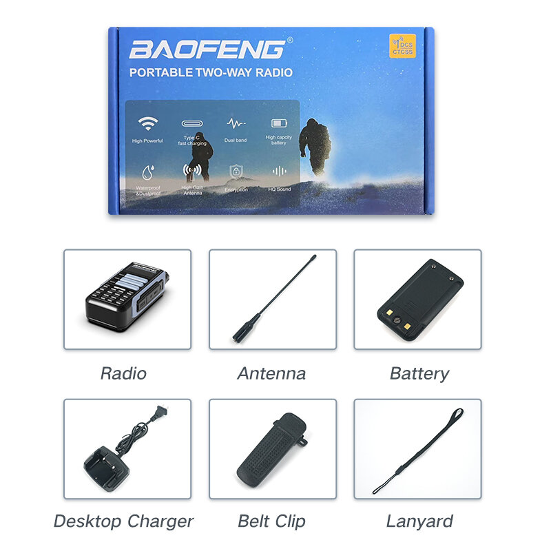 BAOFENG-Long Range High Power Professional Walkie Talkie, Transceptor de Mão, Dual Band, 2 Way Hunting Rádios, UV-16 Plus, 2022, 2pcs