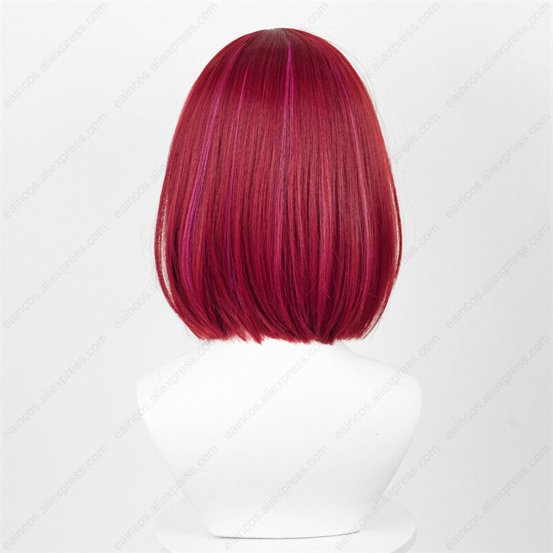 Wig Cosplay Anime Arima Kana 30cm Wig pendek merah tua campuran Pink Wig tahan panas rambut sintetis Halloween