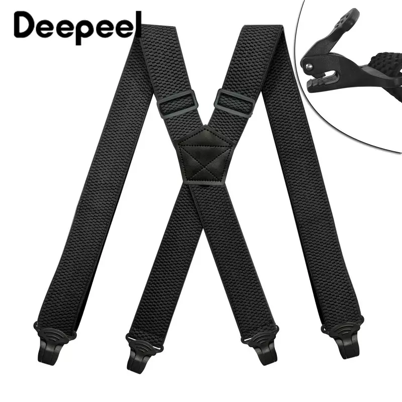 Deepeel 3.5X120cm Mannen Volwassen 4 Clip Casual Broek Mode X-Vormige Strepen Plastic Klem Elastische Bretels Naaien Accessoire