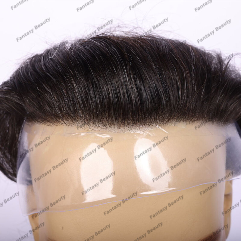 Miscro-tupé de piel ultrafina para hombre, Base de 0,06mm, línea de pelo Natural, pelucas de cabello humano duraderas, sistema de postizos, prótesis