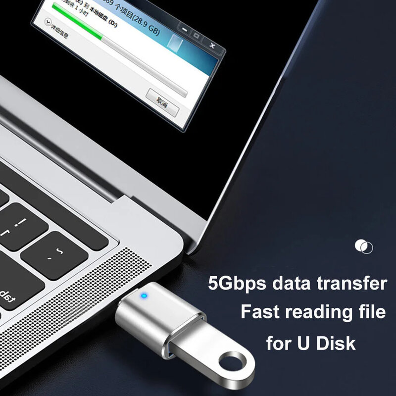 USB 3.0 OTG 어댑터 USB-C-USB A 변환기, 맥북, 삼성, 샤오미, 화웨이 LED, USBC OTG 커넥터