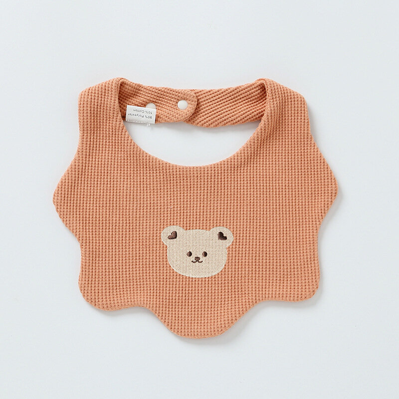 Cotton Bear Embroidery Baby Bibs, Toalha de saliva absorvente, Alimentando Drool Bib, Logotipo personalizado, Meninos e meninas, Kids, Novo