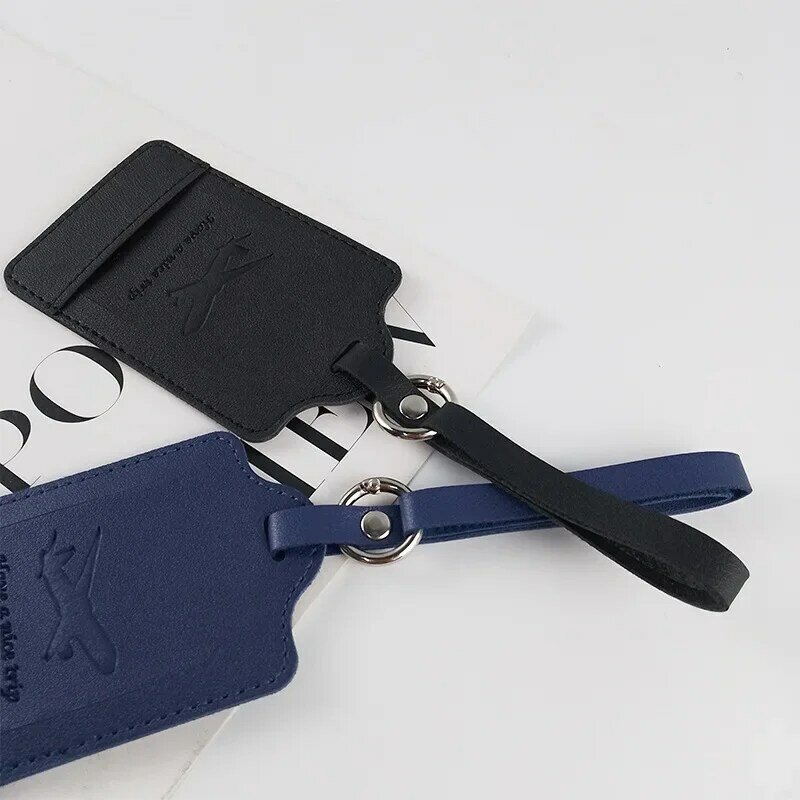 1PCS Solid Color Luggage Tags Boarding Pass Suitcase Tags Check-in Leather PU Luggage Tags Light Women Men Travel Accessories