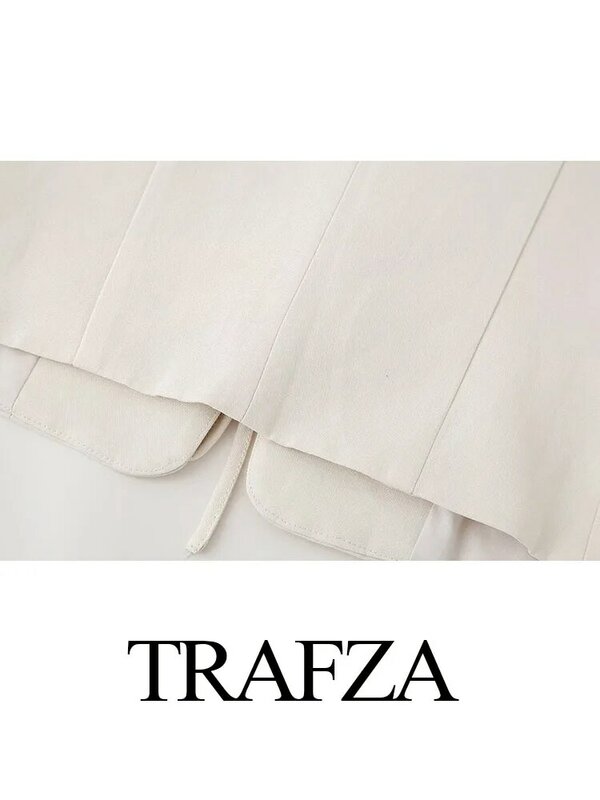 Trafza เสื้อท่อนบนฤดูร้อน2024ผู้หญิงอินเทรนด์คอกลมแขนกุดกลวงออกลูกไม้แฟชั่นสตรีทแวร์เสื้อกั๊ก