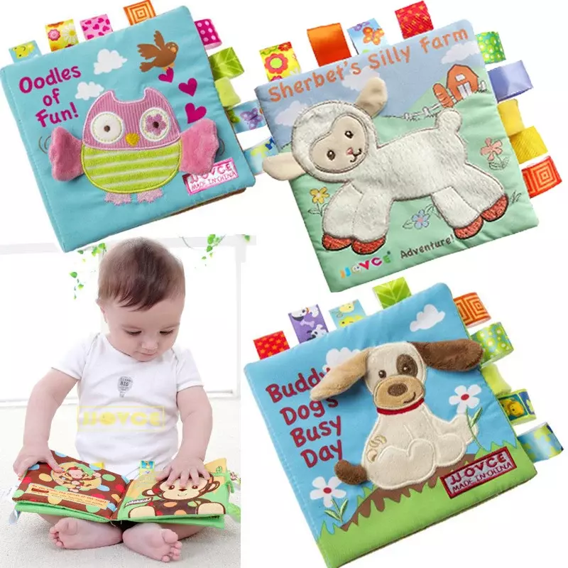 Dzieci tkaniny książki w zwierzęcym stylu małpa sowa pies nowonarodzone dziecko zabawki nauka edukacyjne słodkie niemowlę dziecko książeczka z tkaniny Ratteles игрушк