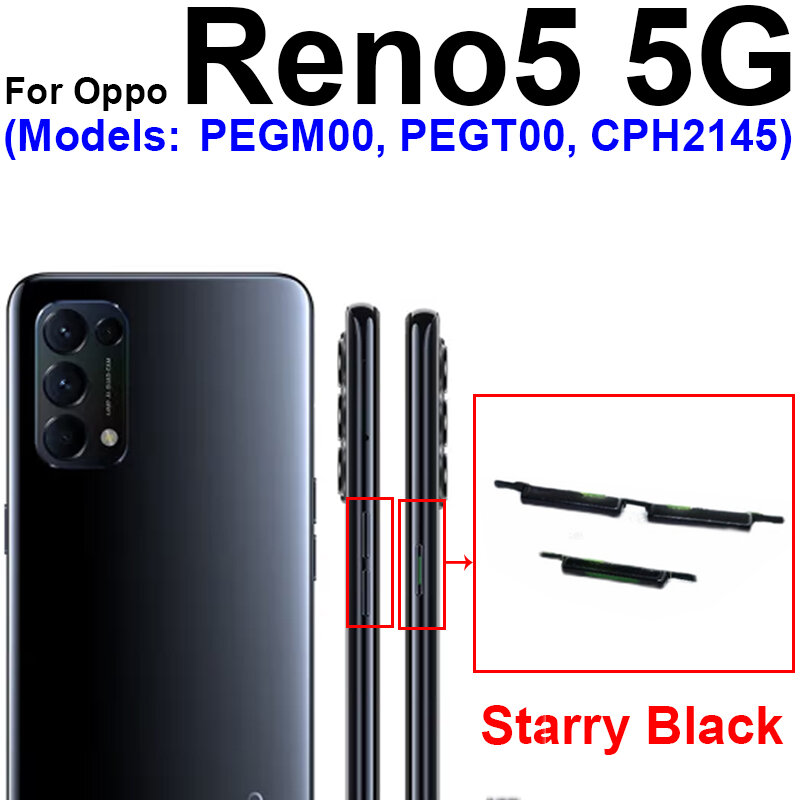 Боковые кнопки питания и громкости для OPPO Reno 5 Pro Plus 5 Lite 5F 5Z 4G 5G On Off