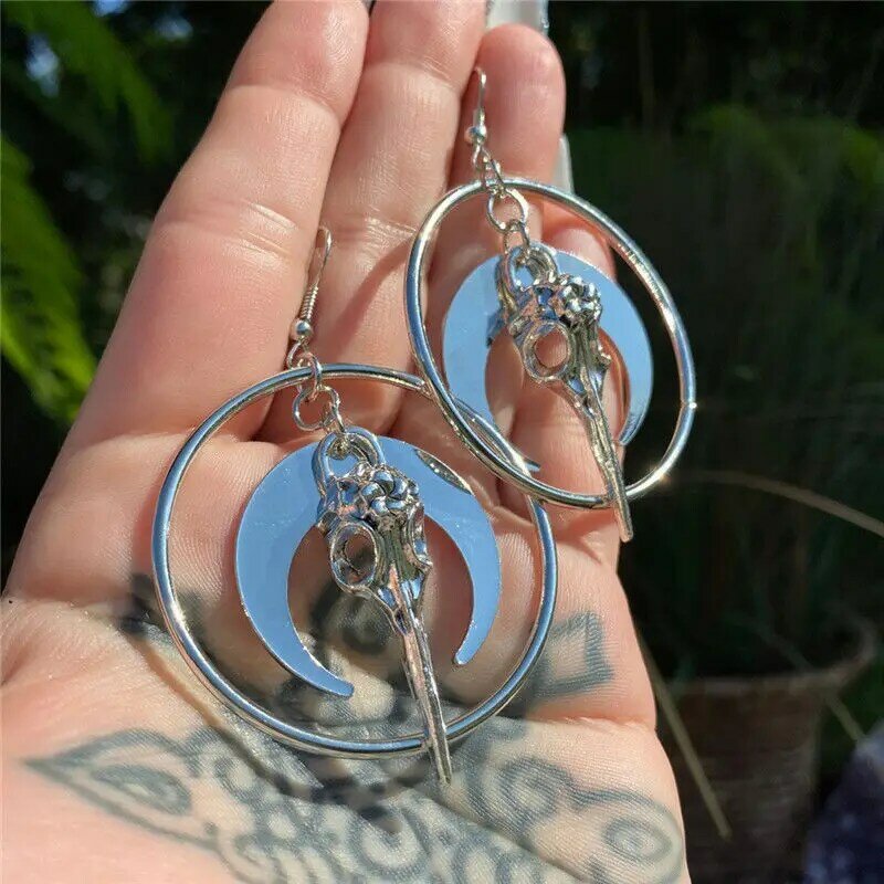 Vintage Fashion Personality Moon Skull Earrings Earrings Earrings Large Circle Earrings Banquet Jewelry Accessories Gift