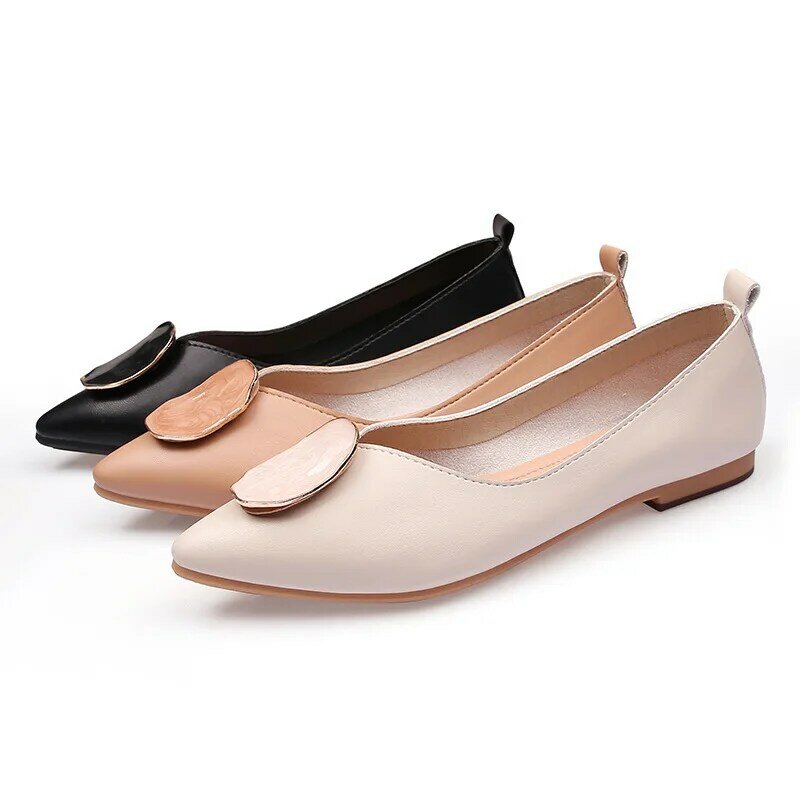 Fashion Korean Version Versatile Shallow Mouth Comfortable Flat Sole Shoes Pointed Soft Sole Large Ballet Women's Shoes