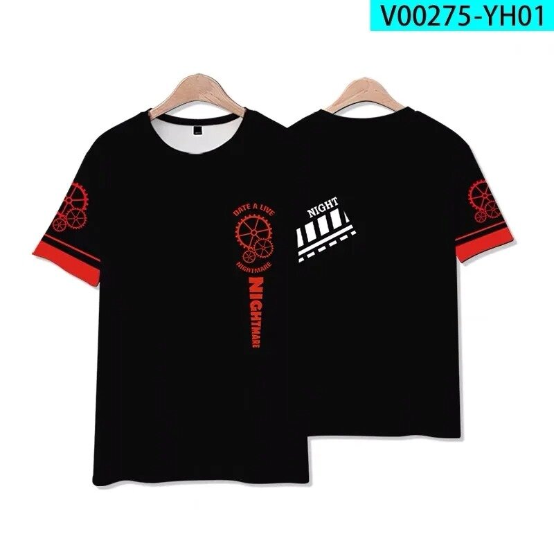 Camiseta con estampado en 3d de Date a live, moda de verano, cuello redondo, manga corta, juego popular, ropa de calle de anime japonés