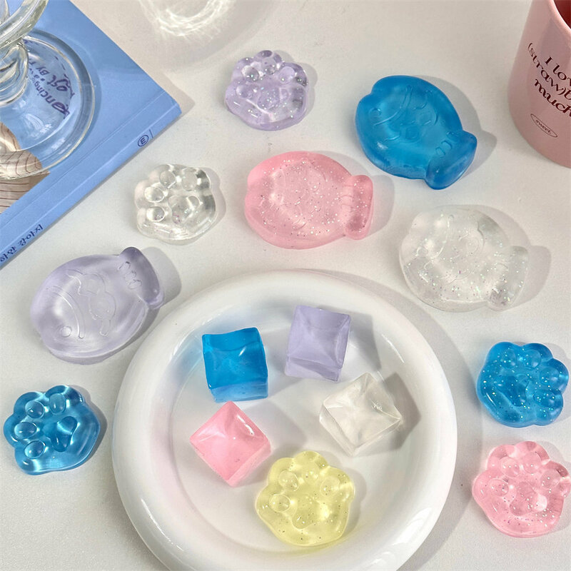 New Fidget Toys Mini Squishy Toys Mochi Ice Block Stress Ball Toy Kawaii trasparente Cube Cat Paw Fish antistress Squeeze Toy