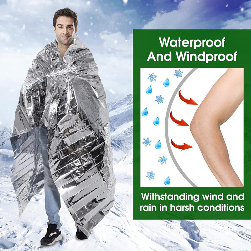 Cobertor de sobrevivência de folha de emergência Cobertores térmicos Mylar, perfeitos para caminhadas, maratonas ou primeiros socorros