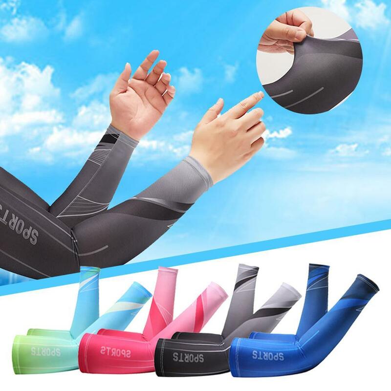 Manicotti di raffreddamento UV per uomo donna protezione solare copertura del braccio manicotti in tessuto di ghiaccio per sport estivi corsa ciclismo guida