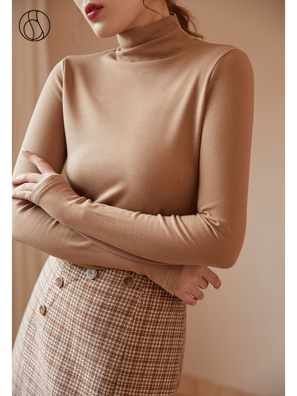 DUSHU Pulover Turtleneck Lengan Panjang Penuh Atasan Wanita Budidaya Diri Kasual Solid 2021 Sweter Baru Musim Semi Musim Dingin untuk Wanita