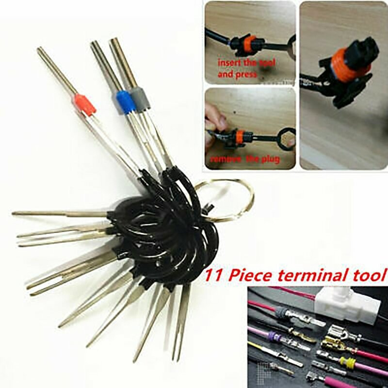 Terminal do carro Remoção Tool Kit, Terminal Voltar agulha, Pick agulha, Reparação de chicote de fios, 1 Set, 11 pcs