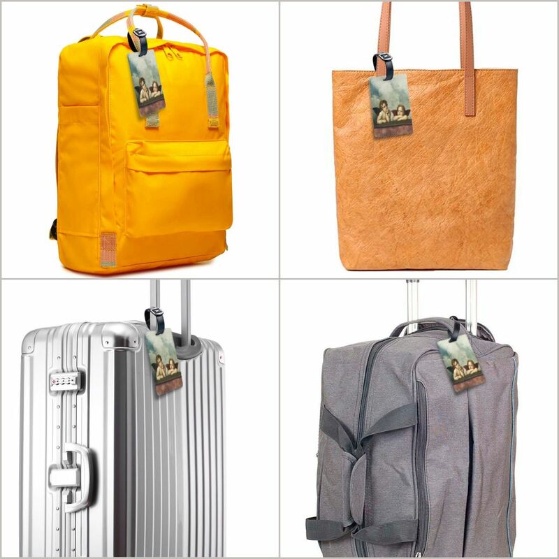Tag bagasi malaikat Renaisans estetika Vintage untuk koper mode Cherub Label bagasi sayap Tag privasi Label ID