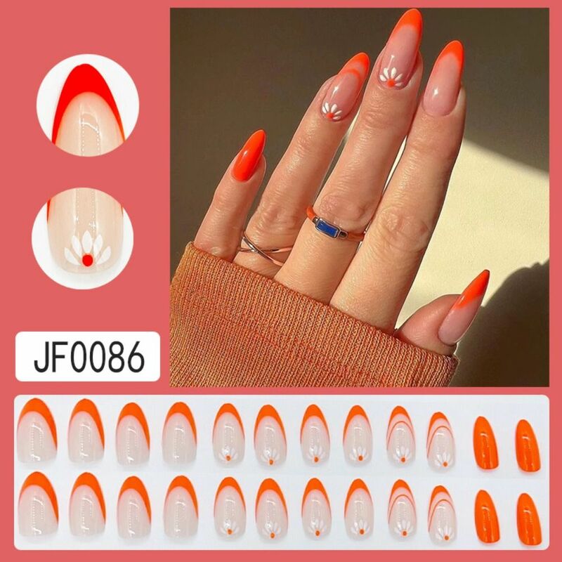 Prensa de uñas postizas de longitud media, puntas de uñas de moda de almendra para mujeres y niñas
