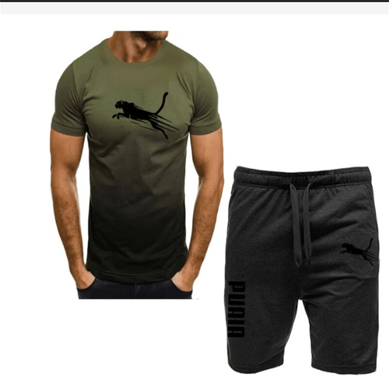 2024 neue Herren Sportswear Fitness Set Lauf anzug Casual T-Shirt Shorts Set atmungsaktive Jogging Sportswear 2-teiliges Set für Herren